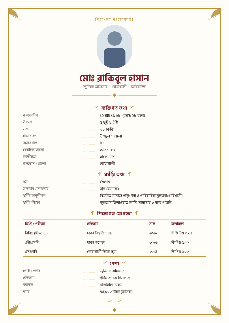 এলিগ্যান্ট বায়োডাটা টেমপ্লেট